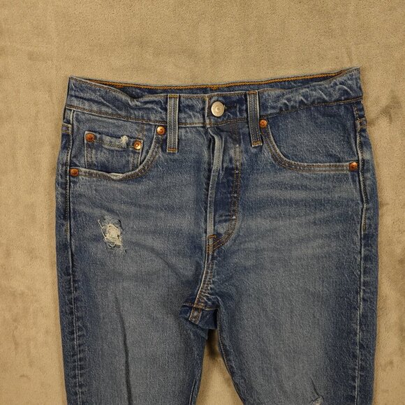 Levi's jeans 501 skinny women's 25 blue denim button fly red tab - Picture 2 of 15